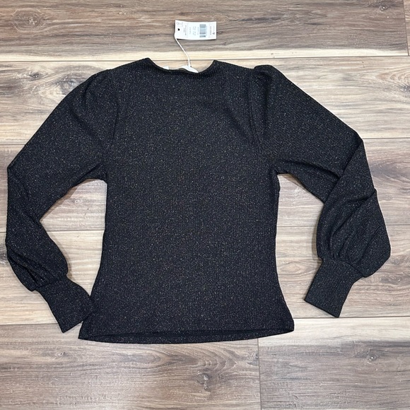 Boden Sparkle Puff Sleeve Sweater Crew Neck Wool Cashmere Black Sz 8 NWT - Picture 3 of 13